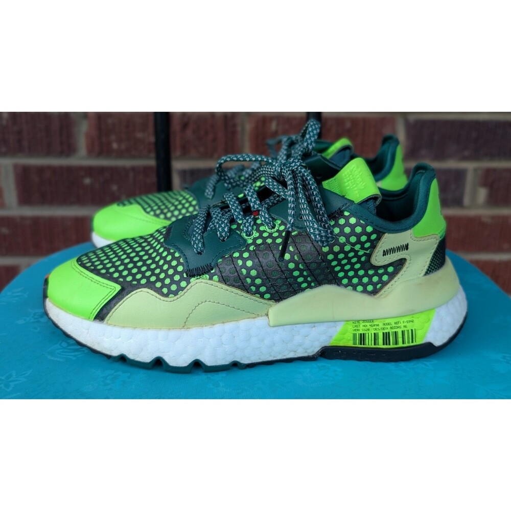 Adidas Nite Jogger 3M Bar Code EF5407 Graphic Sneakers-Blk/Lime Grn-M6/W7.5